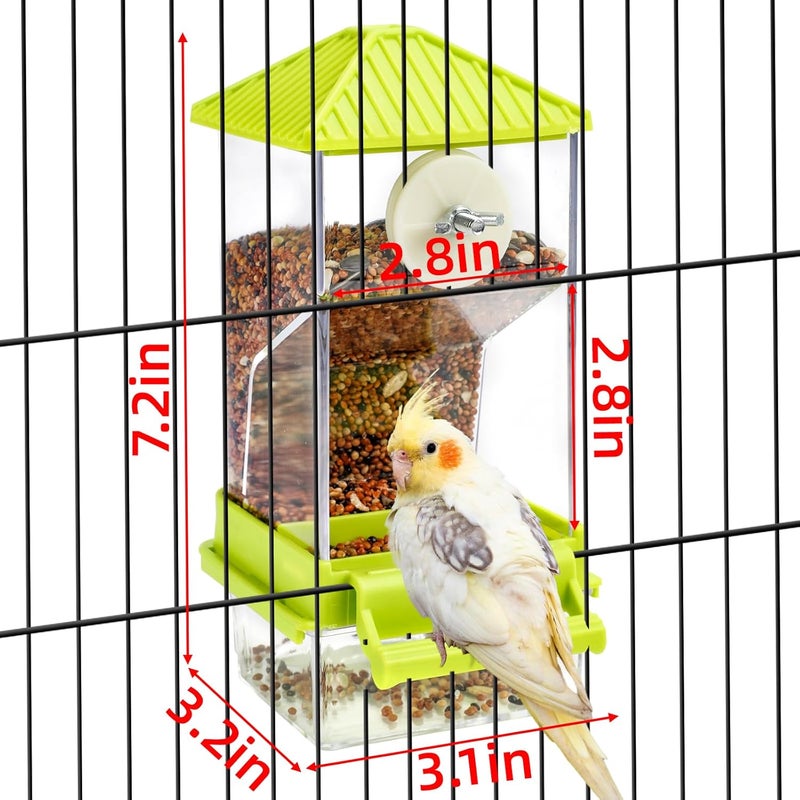 Rypet No Mess Automatic Bird Feeder for Cage,Transparent Acrylic Parrot Seed Feeders,Food Container for Cage,Parrot Feeder Cage Accessories for Small and Medium Lovebirds Parakeets Cockatiel Finch - Image 4